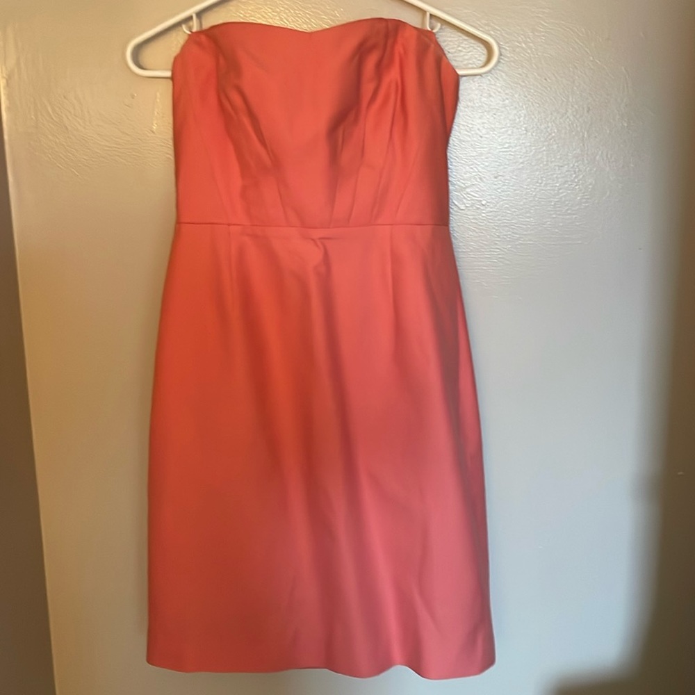Jcrew pink cotton strapless dress with pockets